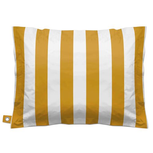 Pouf Rayé XL Imperméable Coussin Géant 140x120 Cm Jaune Et Blanc