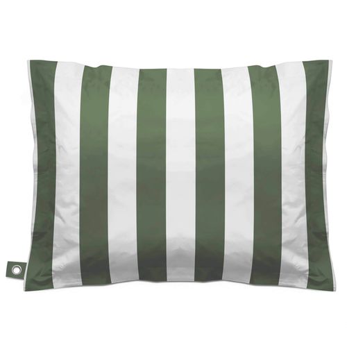 Pouf Rayé XXL Imperméable Coussin Géant 180x145cm Vert Cactus Et Blanc