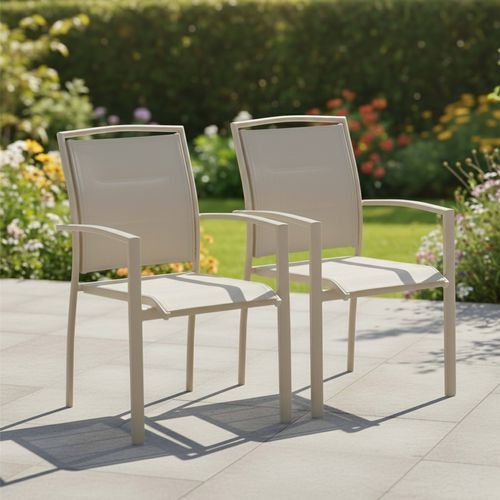 Lot De 2 Fauteuils En Aluminium Crème Butterfly
