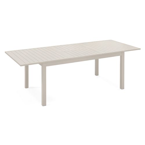 Ensemble Table De Jardin Extensible Et 8 Fauteuils En Aluminium Crème