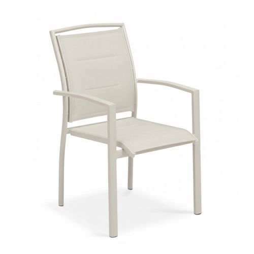 Ensemble Table De Jardin Extensible Et 8 Fauteuils En Aluminium Crème