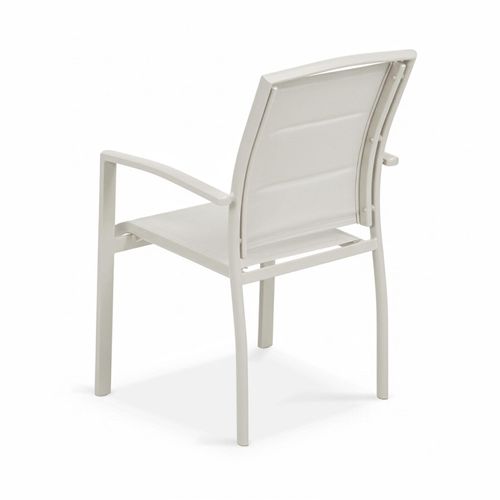 Ensemble Table De Jardin Extensible Et 8 Fauteuils En Aluminium Crème