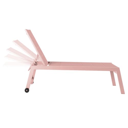 Lot De 2 Bains De Soleil En Aluminium Et Textilène Rose Poudré Noumea