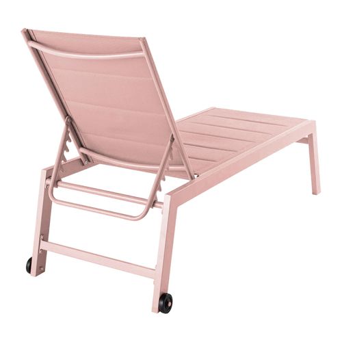 Lot De 2 Bains De Soleil En Aluminium Et Textilène Rose Poudré Noumea
