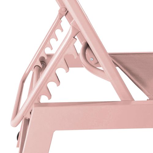 Lot De 2 Bains De Soleil En Aluminium Et Textilène Rose Poudré Noumea