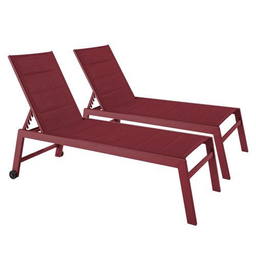 Lot De 2 Bains De Soleil En Aluminium Et Textilène Pourpre Noumea