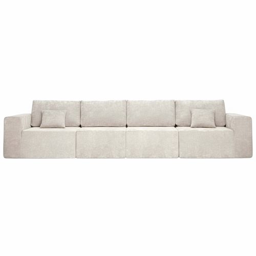 Canapé Modulable 4 Places En Tissu Avec Coussins Écru L 350 Cm Hector