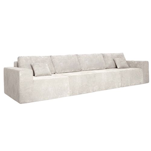 Canapé Modulable 4 Places En Tissu Avec Coussins Écru L 350 Cm Hector