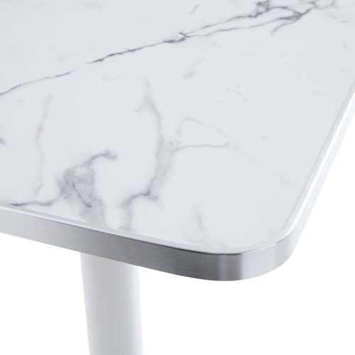 Table Carrée 60 Cm Inclinable Plateau Marbre Blanc/argent Et Pied Noir
