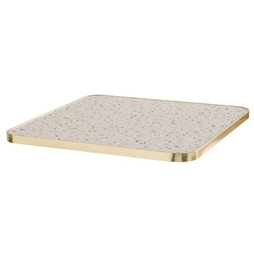 Table Carrée 60 Cm Inclinable Plateau Marbre Terrazzo/doré Et Noir