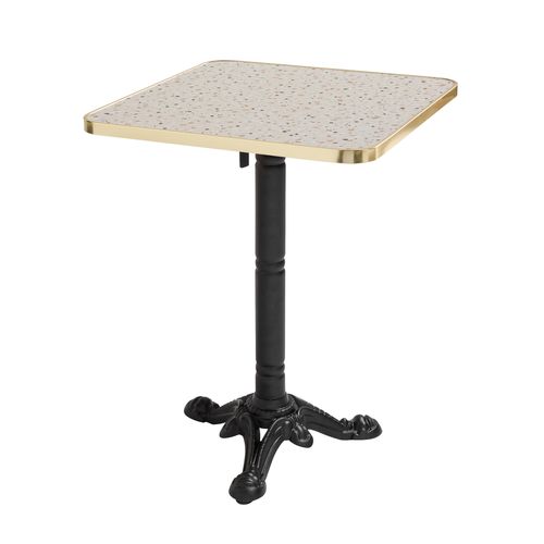 Table Carrée 60 Cm Inclinable Plateau Marbre Terrazzo/doré Et Noir