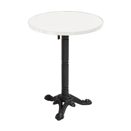 Table à Mange Ronde 60 Cm Inclinable Plateau Blanc/argent Et Pied Noir