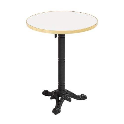 Table à Mange Ronde 60 Cm Inclinable Plateau Blanc/doré Et Pied Noir