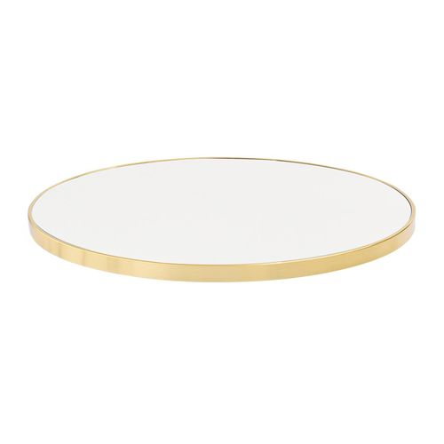 Table à Mange Ronde 60 Cm Inclinable Plateau Blanc/doré Et Pied Noir