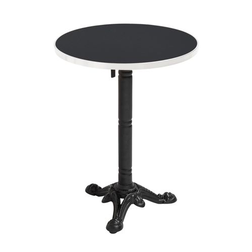 Table à Mange Ronde 60 Cm Inclinable Noir/argent Et Pied Noir