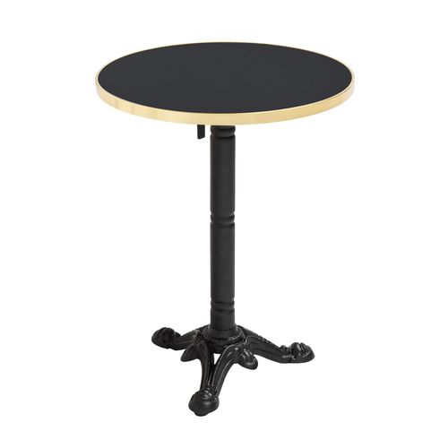 Table à Mange Ronde 60 Cm Inclinable Noir/doré Et Pied Noir