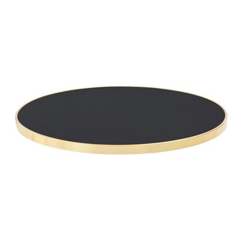Table à Mange Ronde 60 Cm Inclinable Noir/doré Et Pied Noir
