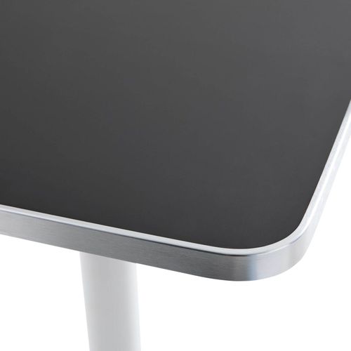 Table Haute 60 Cm Inclinable Plateau Marbre Blanc/argent Et Pied Noir