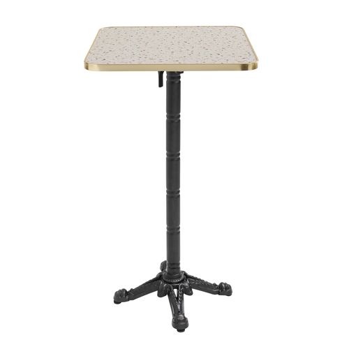 Table Haute 60 Cm Inclinable Plateau Marbre Terrazzo/doré Et Pied Noir