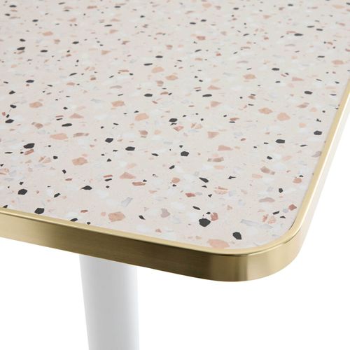 Table Haute 60 Cm Inclinable Plateau Marbre Terrazzo/doré Et Pied Noir