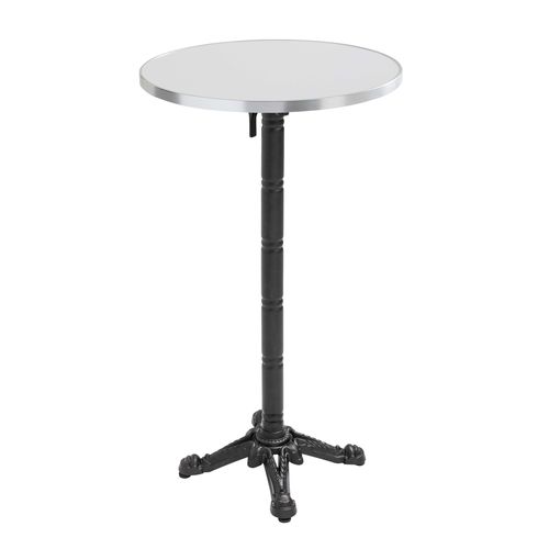 Table Haute Ronde 60 Cm Inclinable Plateau Blanc/argent Et Pied Noir