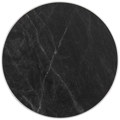 Table Haute Ronde 60 Cm Inclinable Plateau Marbre Noir/argent Et Noir
