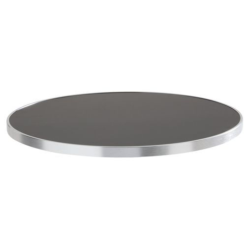 Table Haute Ronde 60 Cm Inclinable Plateau Noir/argent Et Pied Noir