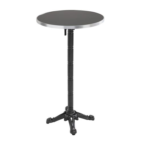 Table Haute Ronde 60 Cm Inclinable Plateau Noir/argent Et Pied Noir