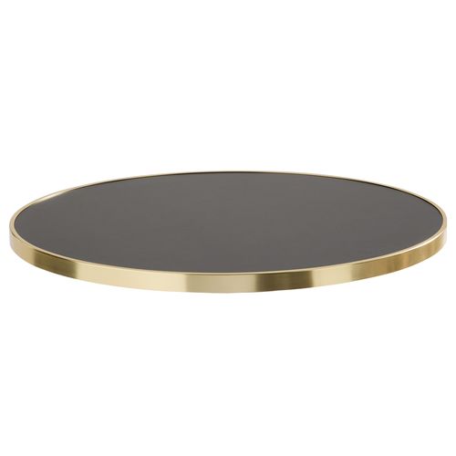 Table Haute Ronde 60 Cm Inclinable Plateau Noir/doré Et Pied Noir