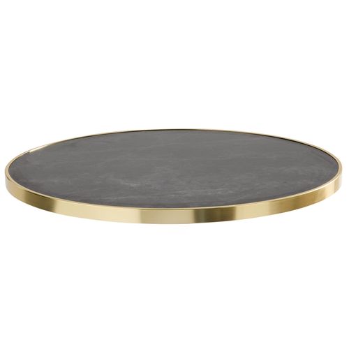 Table Haute Ronde 60 Cm Inclinable Plateau Marbre Noir/doré Et Noir