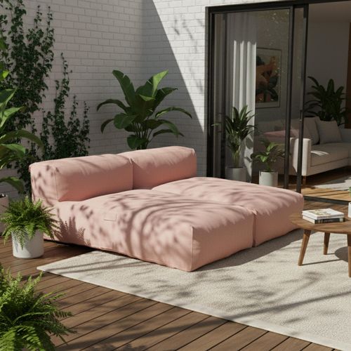 Salon De Jardin Modulable Avec 2 Méridiennes Rose Poudré Mixi