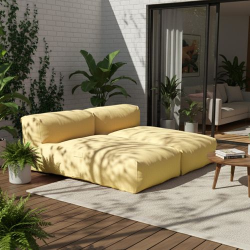 Salon De Jardin Modulable Avec 2 Méridiennes Jaune Clair Mixi