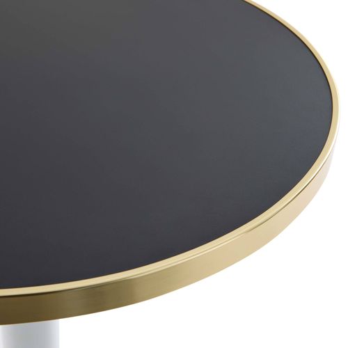 Table à Manger Ronde 60 Cm Plateau Noir/doré Et Pied Doré