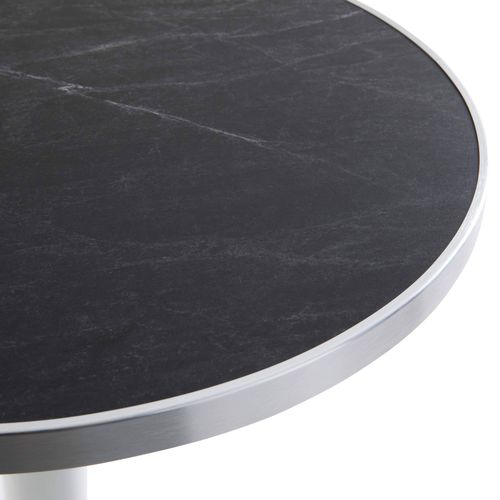 Table à Manger Ronde 60 Cm Plateau Marbre Noir/argent Et Pied Argenté