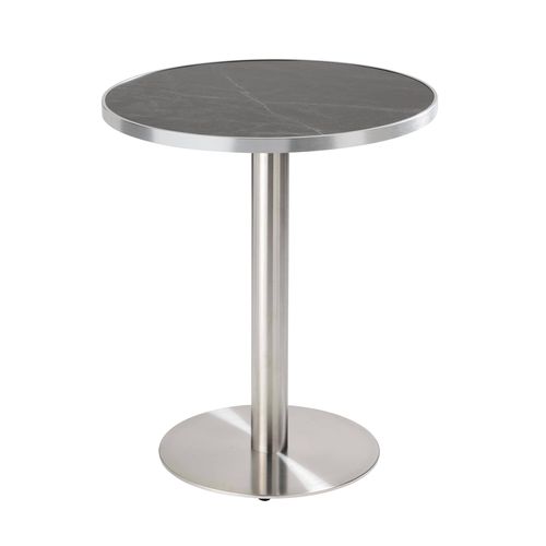 Table à Manger Ronde 60 Cm Plateau Noir/argent Et Pied Argenté