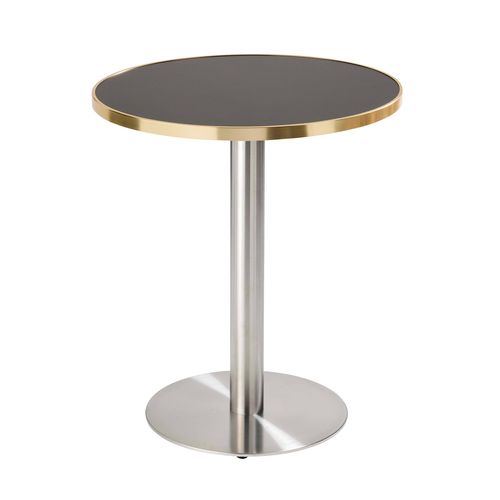 Table à Manger Ronde 60 Cm Plateau Noir/doré Et Pied Argenté
