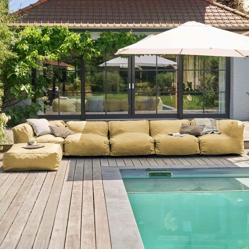 Canapé D'angle Modulable 6 Places Jaune Clair Mixi