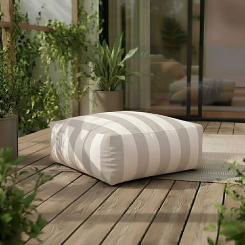 Canapé D'angle Rayé De Jardin Modulable 4 Places Beige Mixi