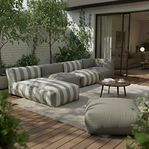 Salon De Jardin Modulable Rayé 5 Places Gris Mixi