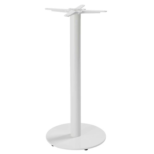Table Haute Carrée 60 Cm Pied Blanc Et Revêtement Bois Foncé