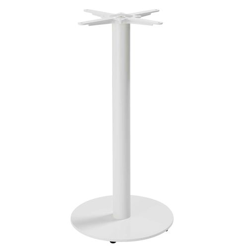 Table Haute Ronde 60 Cm Pied Blanc Et Revêtement Bois Foncé