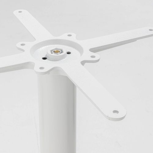 Table Haute Ronde 60 Cm Pied Blanc Et Revêtement Bois Foncé