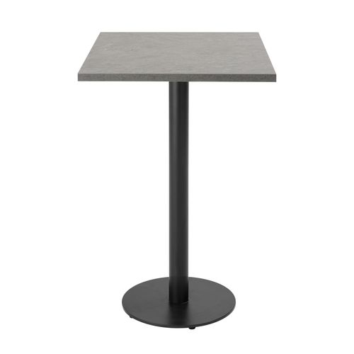 Table Haute Carrée 60 Cm Pied Noir Et Revêtement Béton Gris