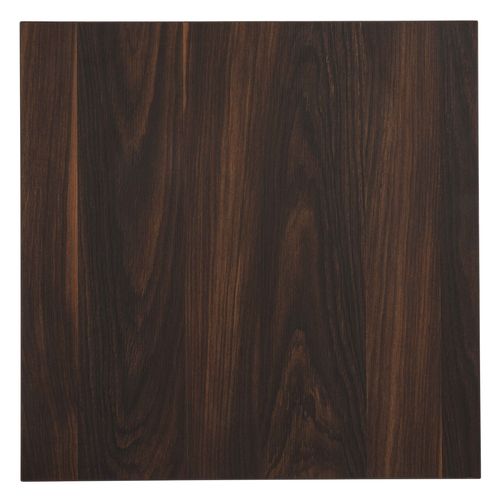 Table Haute Carrée 60 Cm Pied Noir Et Revêtement Bois Foncé