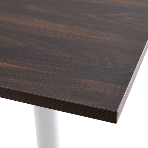 Table Haute Carrée 60 Cm Pied Noir Et Revêtement Bois Foncé