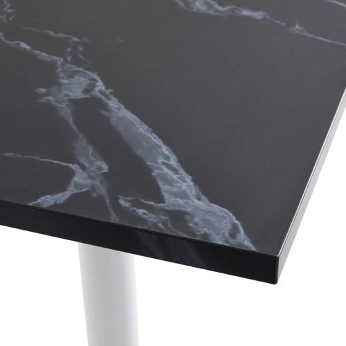 Table Haute Carrée 60 Cm Pied Noir Et Revêtement Marbre Noir