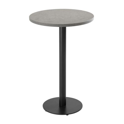 Table Haute Ronde 60 Cm Pied Noir Et Revêtement Béton Gris