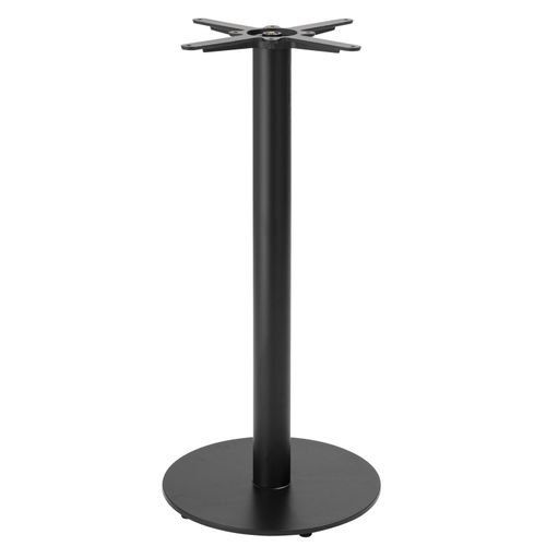 Table Haute Ronde 60 Cm Pied Noir Et Revêtement Bois Foncé