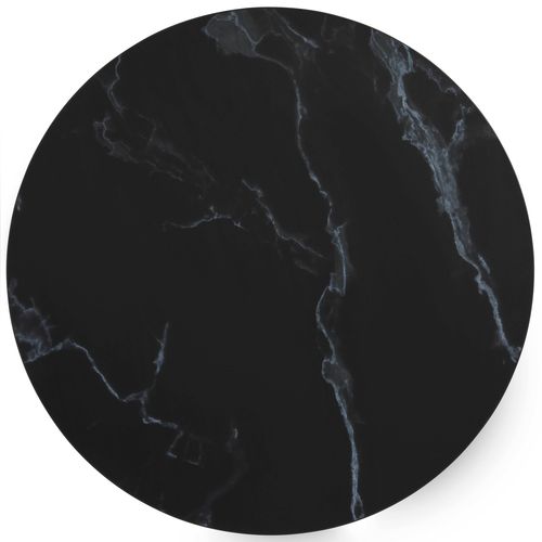 Table Haute Ronde 60 Cm Pied Noir Et Revêtement Marbre Noir
