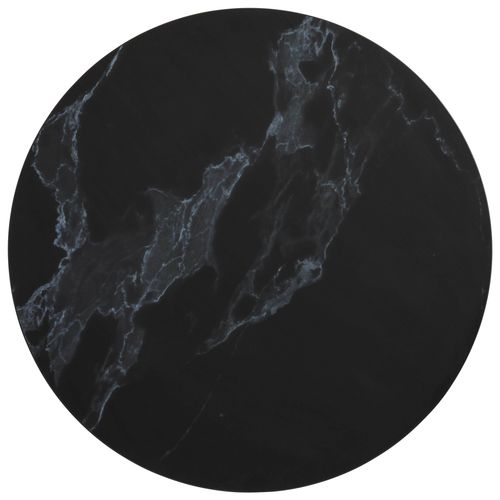 Table Haute Ronde 60 Cm Pied Noir Et Revêtement Marbre Noir